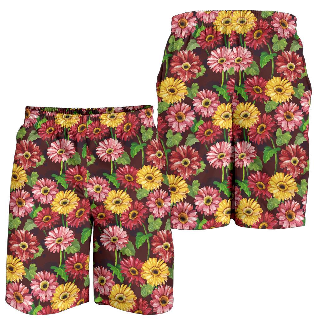 Daisy Gerbera Print Pattern Mens Shorts-JTAMIGO.COM