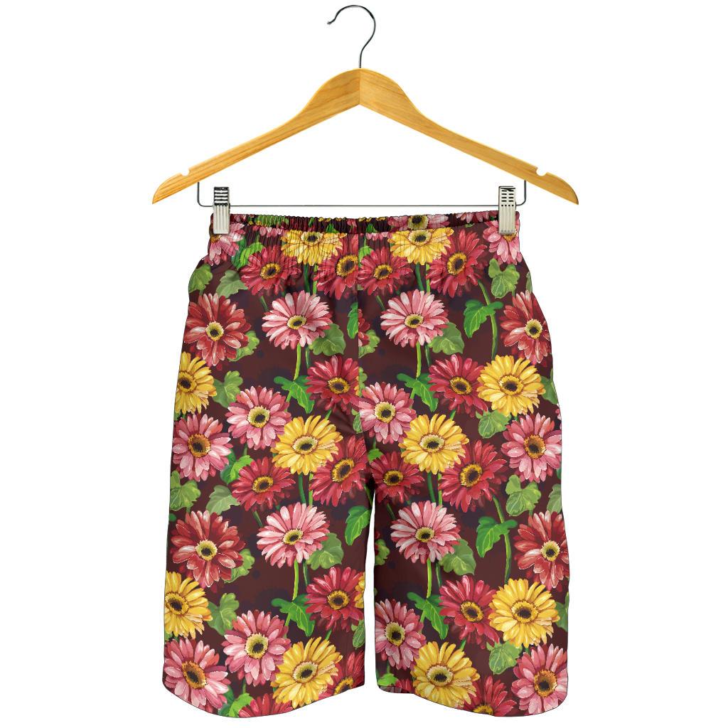 Daisy Gerbera Print Pattern Mens Shorts-JTAMIGO.COM