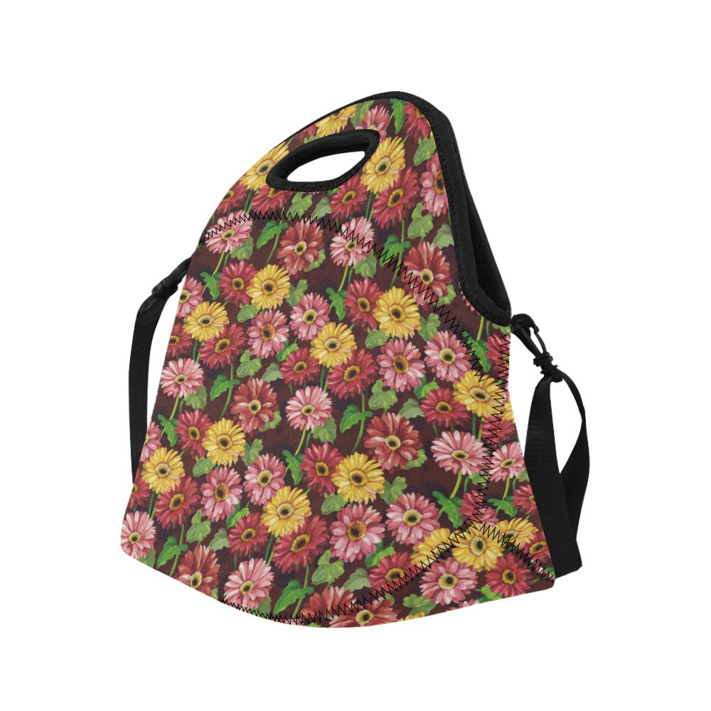 Daisy Gerbera Print Pattern Neoprene Lunch Bag (Model 1669)(Large)-JTAMIGO.COM