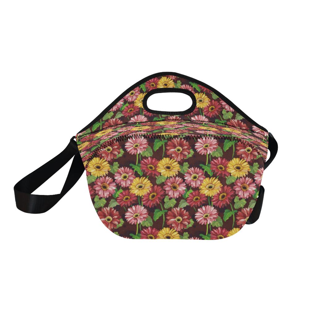 Daisy Gerbera Print Pattern Neoprene Lunch Bag (Model 1669)(Large)-JTAMIGO.COM