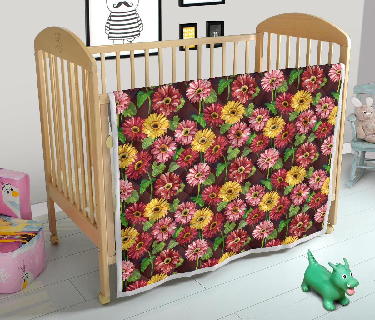 Daisy Gerbera Print Pattern Premium Quilt-JTAMIGO.COM