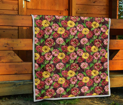 Daisy Gerbera Print Pattern Premium Quilt-JTAMIGO.COM
