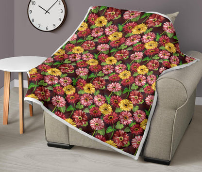 Daisy Gerbera Print Pattern Premium Quilt-JTAMIGO.COM