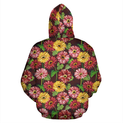 Daisy Gerbera Print Pattern Pullover Hoodie