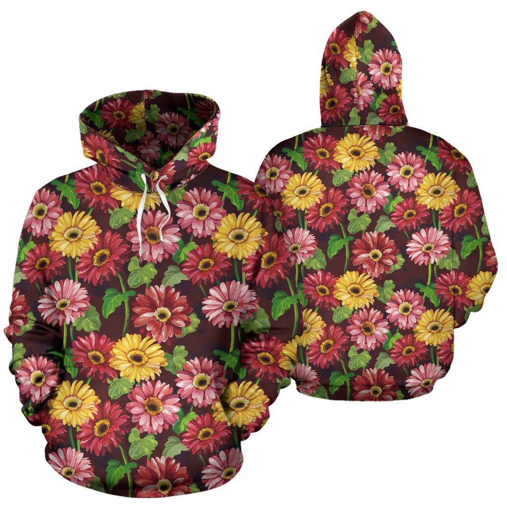 Daisy Gerbera Print Pattern Pullover Hoodie