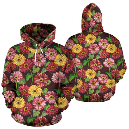 Daisy Gerbera Print Pattern Pullover Hoodie