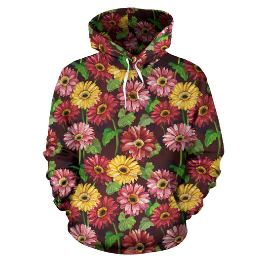Daisy Gerbera Print Pattern Pullover Hoodie