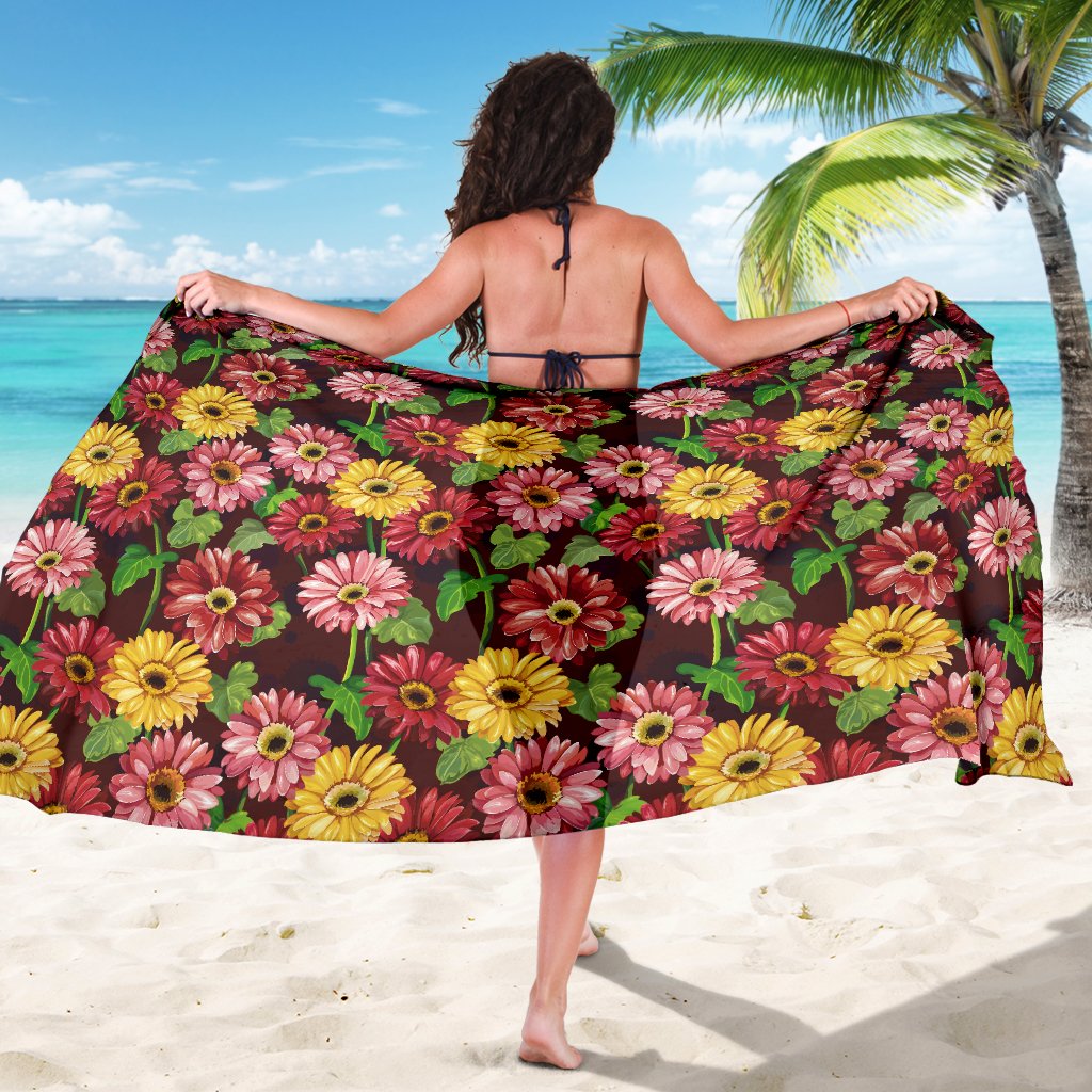 Daisy Gerbera Print Pattern Sarong Pareo Wrap