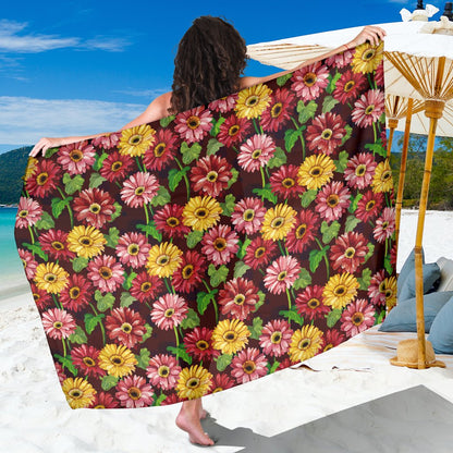 Daisy Gerbera Print Pattern Sarong Pareo Wrap