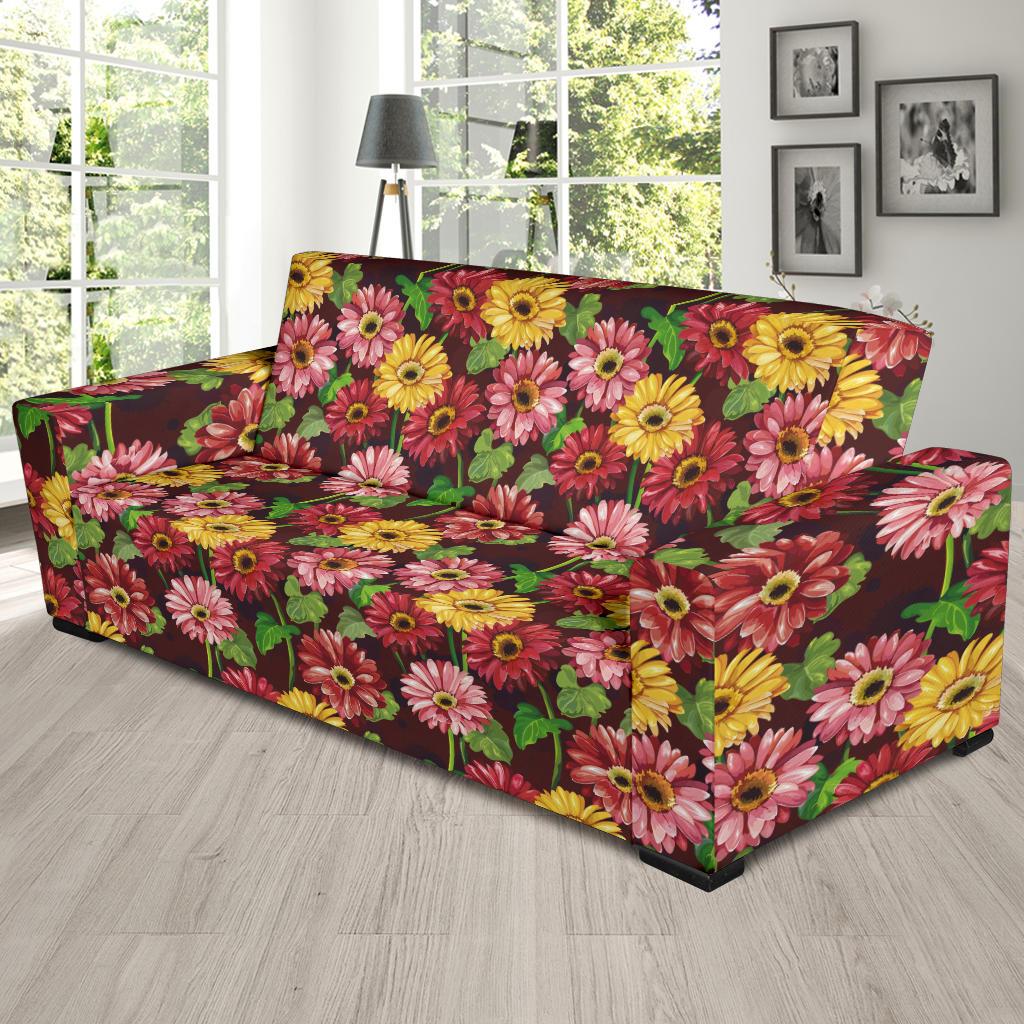 Daisy Gerbera Print Pattern Sofa Slipcover-JTAMIGO.COM