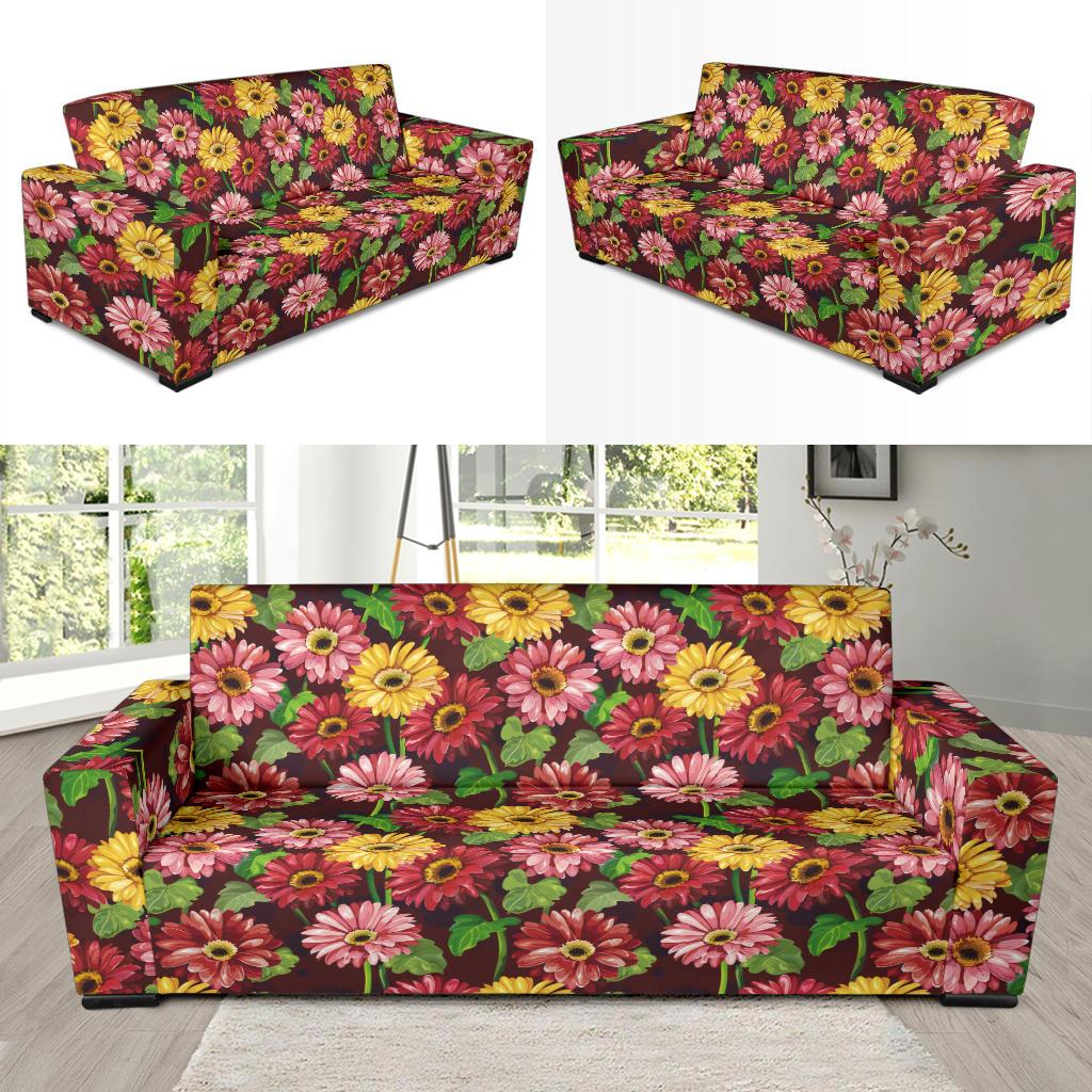 Daisy Gerbera Print Pattern Sofa Slipcover-JTAMIGO.COM