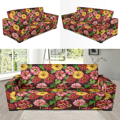 Daisy Gerbera Print Pattern Sofa Slipcover-JTAMIGO.COM