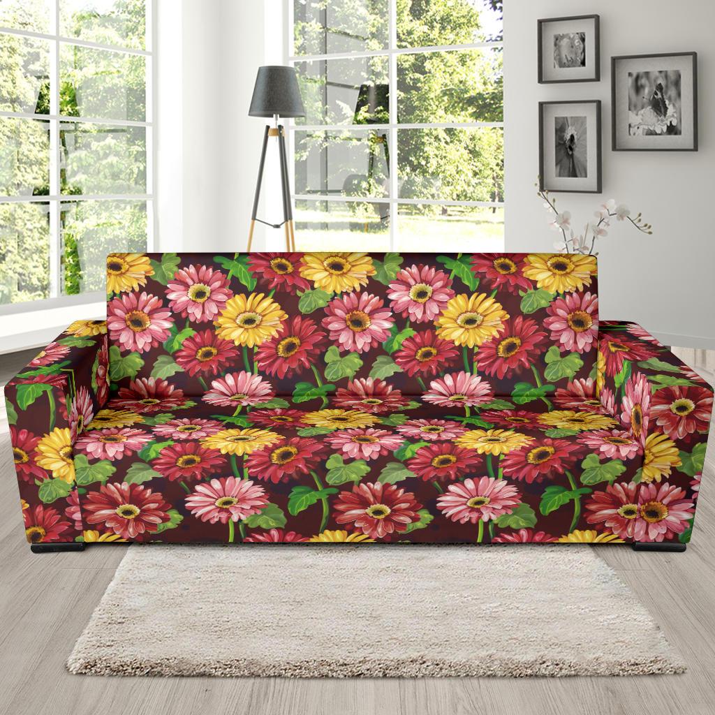 Daisy Gerbera Print Pattern Sofa Slipcover-JTAMIGO.COM