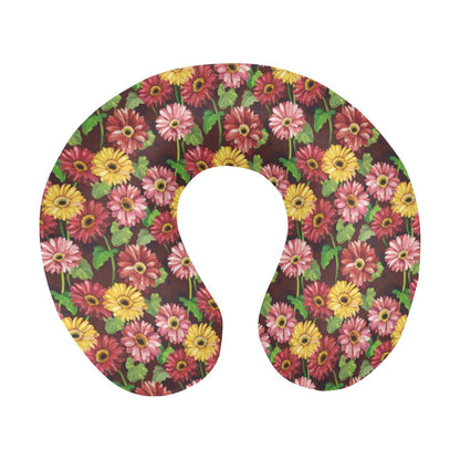 Daisy Gerbera Print Pattern U-Shaped Travel Neck Pillow-JTAMIGO.COM