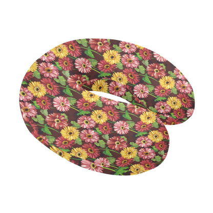 Daisy Gerbera Print Pattern U-Shaped Travel Neck Pillow-JTAMIGO.COM