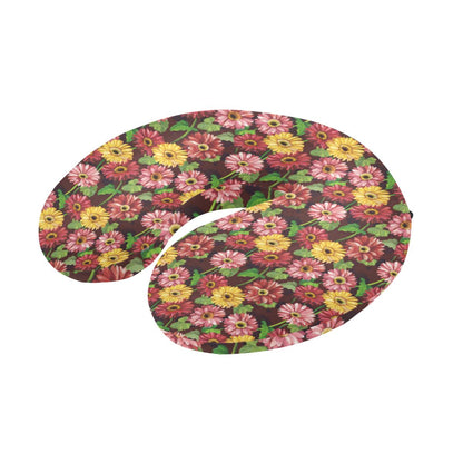 Daisy Gerbera Print Pattern U-Shaped Travel Neck Pillow-JTAMIGO.COM