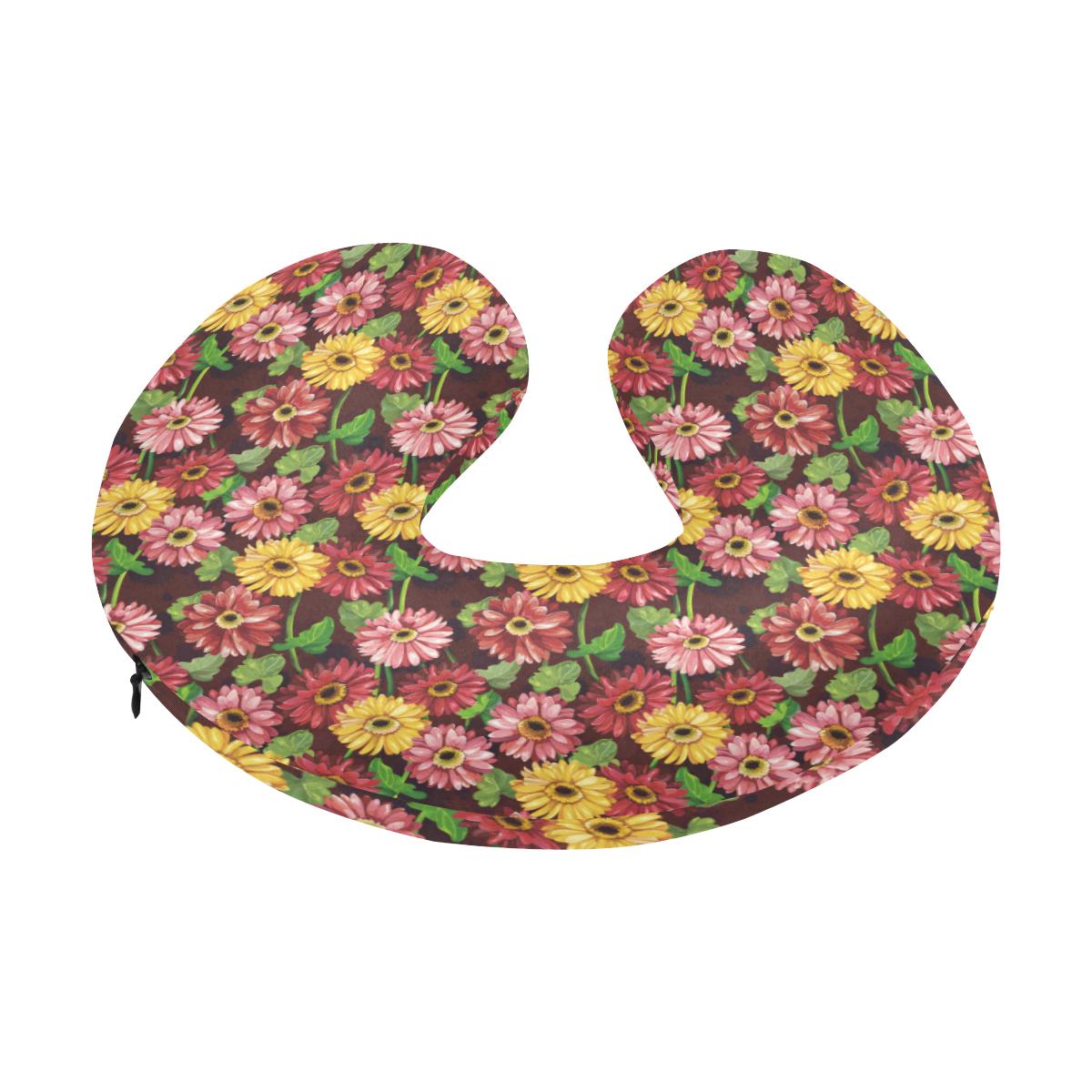 Daisy Gerbera Print Pattern U-Shaped Travel Neck Pillow-JTAMIGO.COM