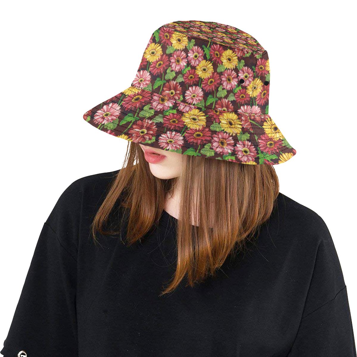 Daisy Gerbera Print Pattern Unisex Bucket Hat