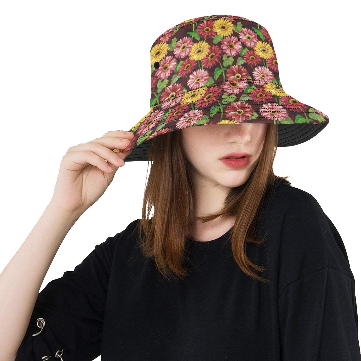 Daisy Gerbera Print Pattern Unisex Bucket Hat
