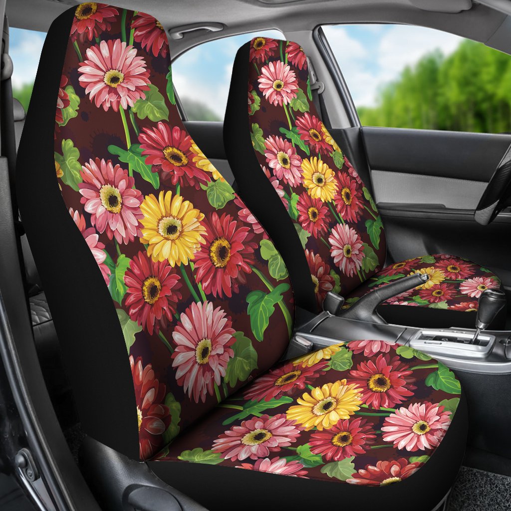 Daisy Gerbera Print Pattern Universal Fit Car Seat Covers