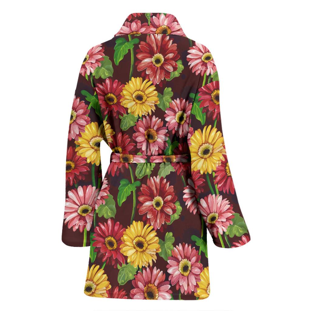 Daisy Gerbera Print Pattern Women Bath Robe-JTAMIGO.COM