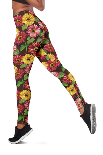 Daisy Gerbera Print Pattern Women Leggings