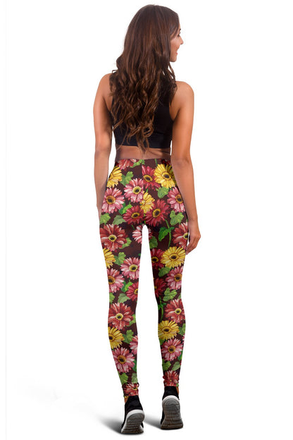 Daisy Gerbera Print Pattern Women Leggings