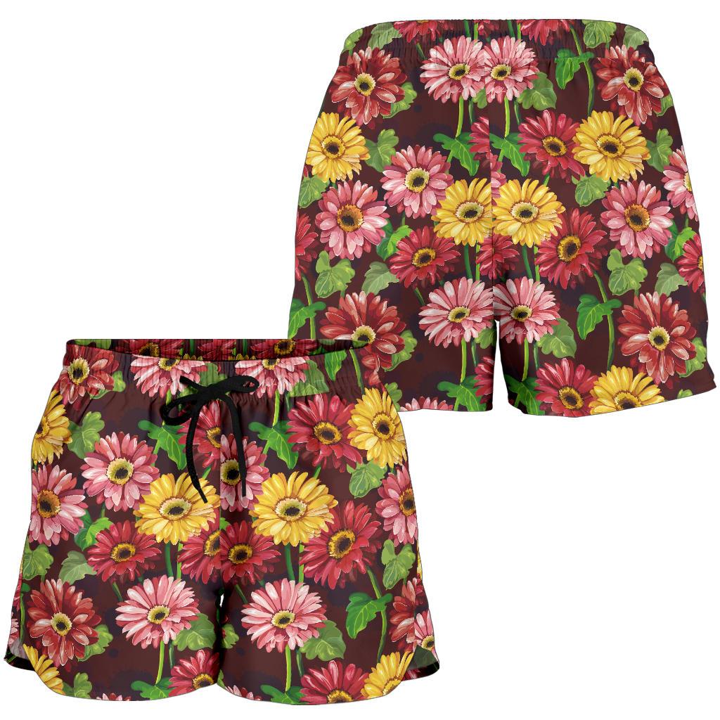 Daisy Gerbera Print Pattern Women Shorts-JTAMIGO.COM