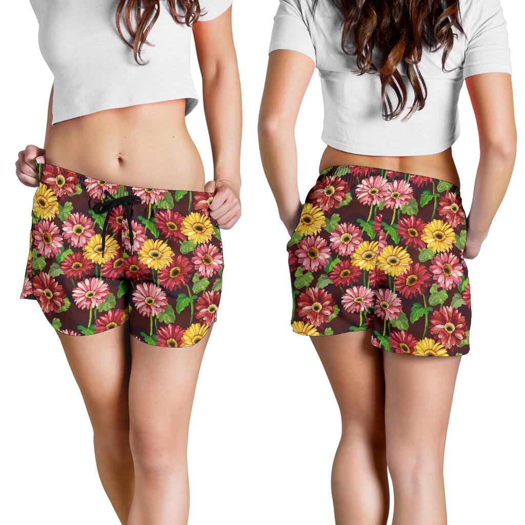 Daisy Gerbera Print Pattern Women Shorts-JTAMIGO.COM