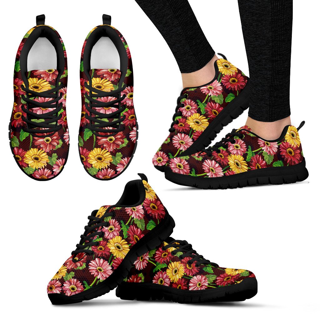 Daisy Gerbera Print Pattern Women Sneakers Shoes