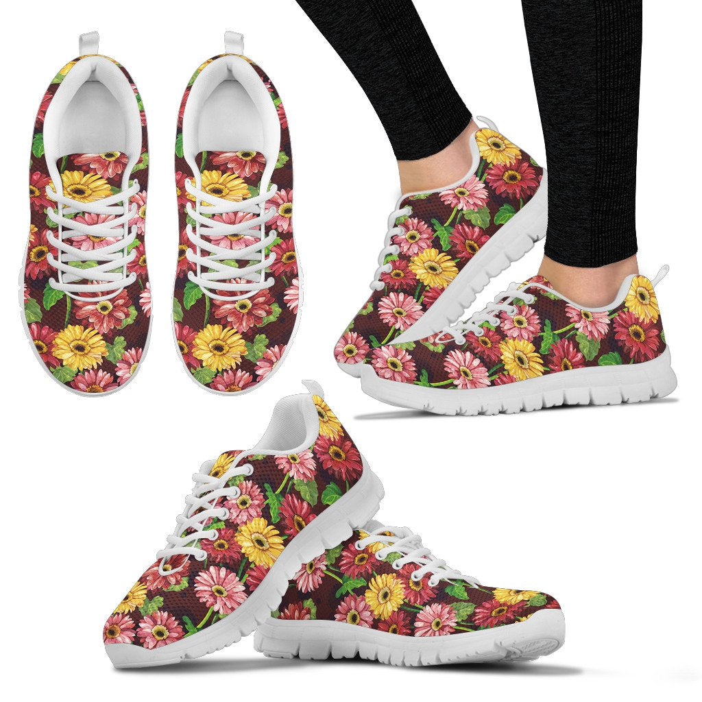 Daisy Gerbera Print Pattern Women Sneakers Shoes