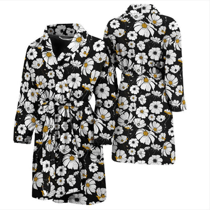 Daisy Pattern Print Design 02 Men Bathrobe-JORJUNE.COM