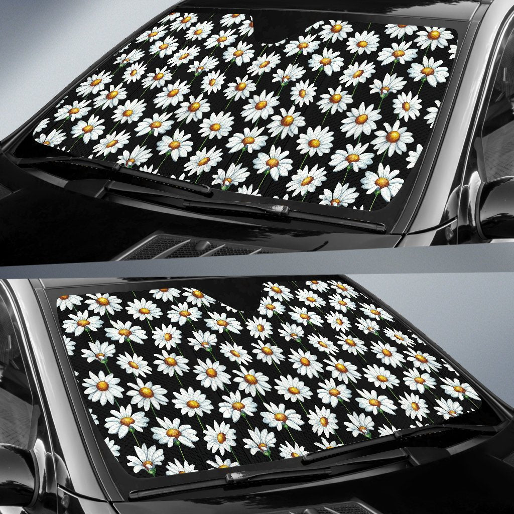 Daisy Print Pattern Car Sun Shade For Windshield