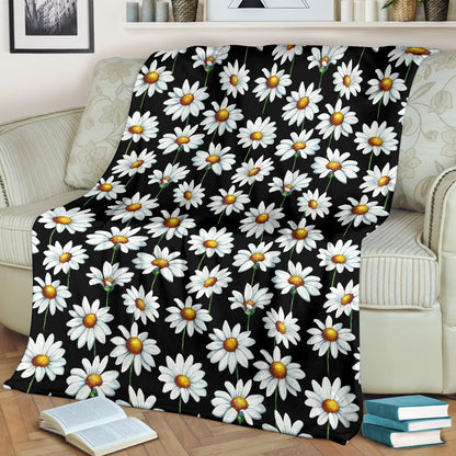 Daisy Print Pattern Fleece Blanket