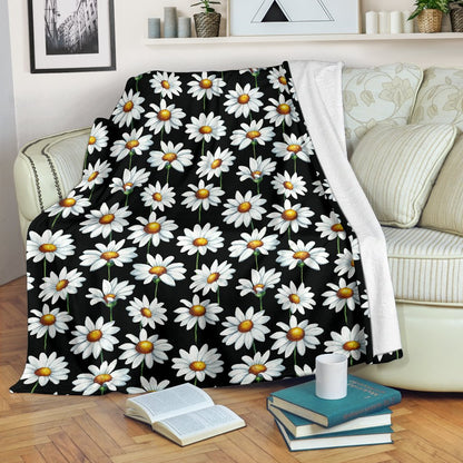 Daisy Print Pattern Fleece Blanket