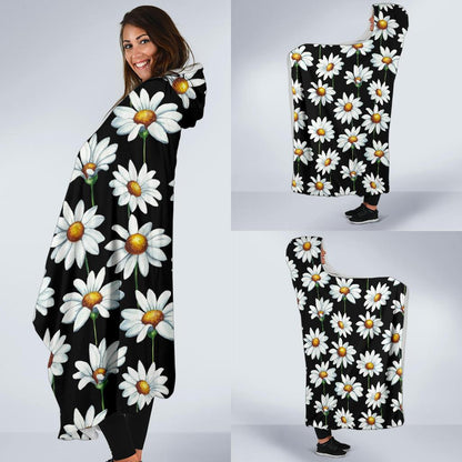 Daisy Print Pattern Hooded Blanket-JTAMIGO.COM