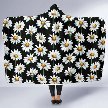 Daisy Print Pattern Hooded Blanket-JTAMIGO.COM
