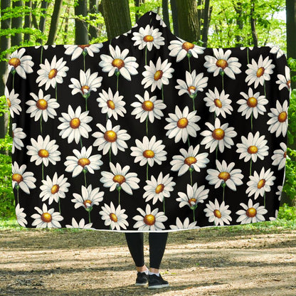 Daisy Print Pattern Hooded Blanket-JTAMIGO.COM
