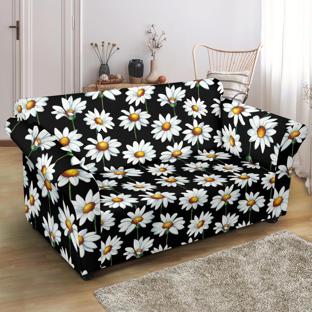 Daisy Print Pattern Loveseat Slipcover-JTAMIGO.COM