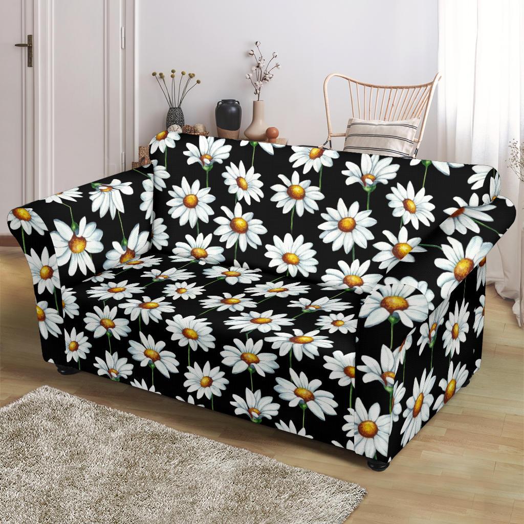 Daisy Print Pattern Loveseat Slipcover-JTAMIGO.COM