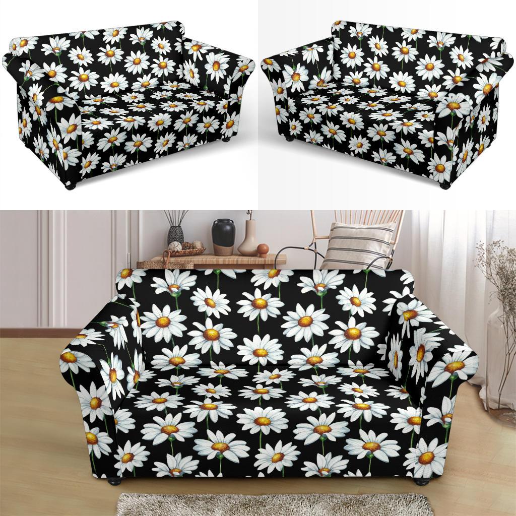 Daisy Print Pattern Loveseat Slipcover-JTAMIGO.COM