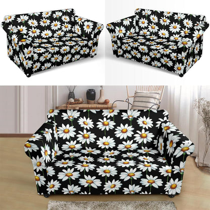 Daisy Print Pattern Loveseat Slipcover-JTAMIGO.COM