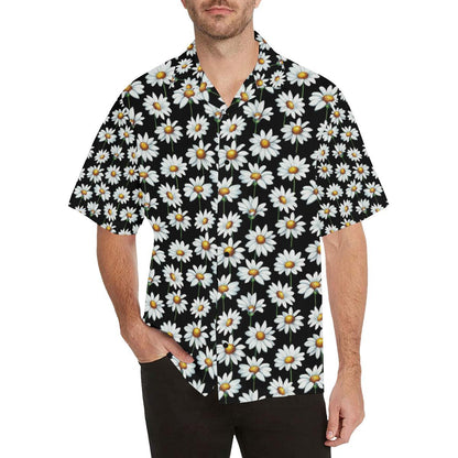 Daisy Print Pattern Men Aloha Hawaiian Shirt