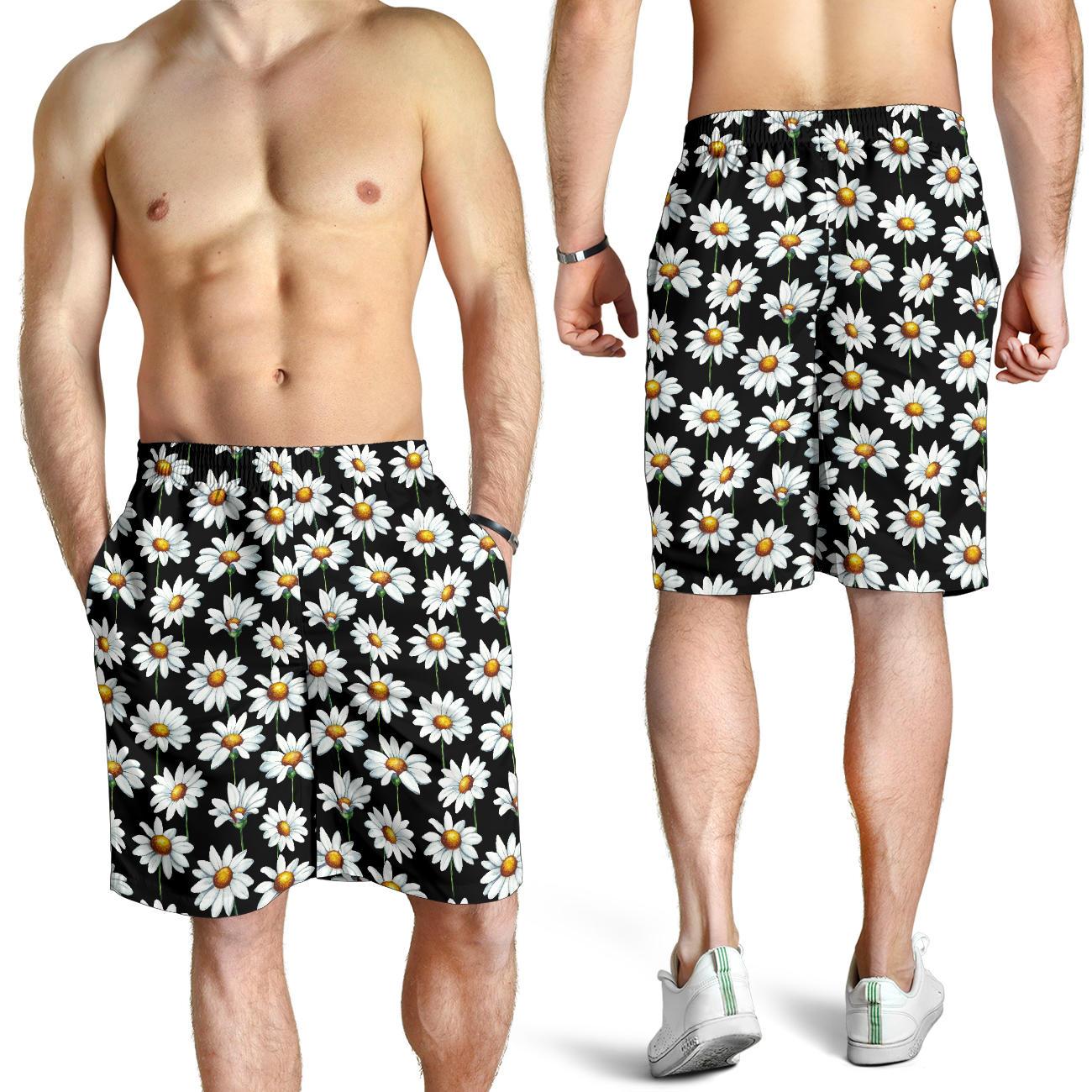 Daisy Print Pattern Mens Shorts-JTAMIGO.COM