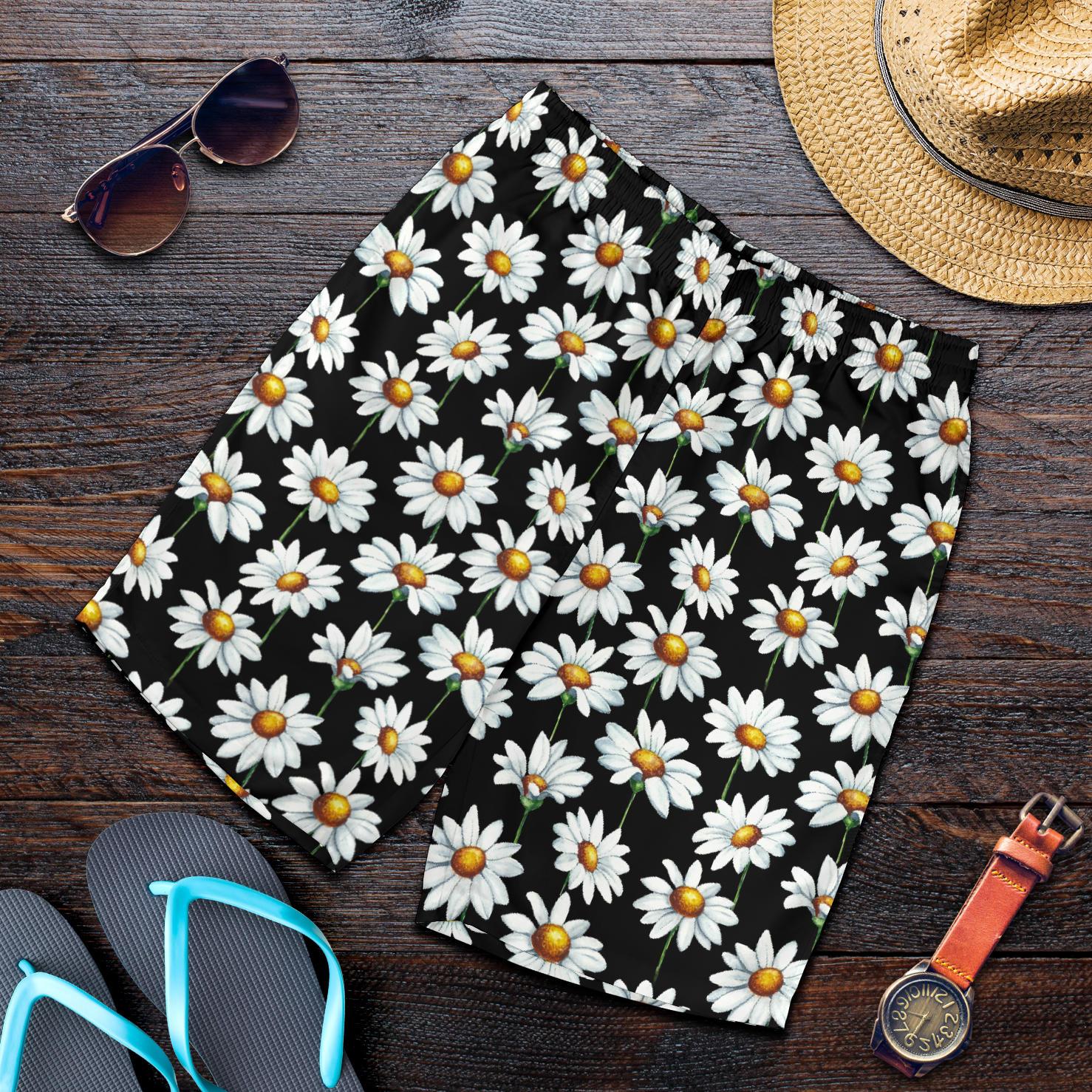 Daisy Print Pattern Mens Shorts-JTAMIGO.COM