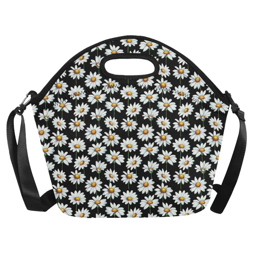 Daisy Print Pattern Neoprene Lunch Bag (Model 1669)(Large)-JTAMIGO.COM