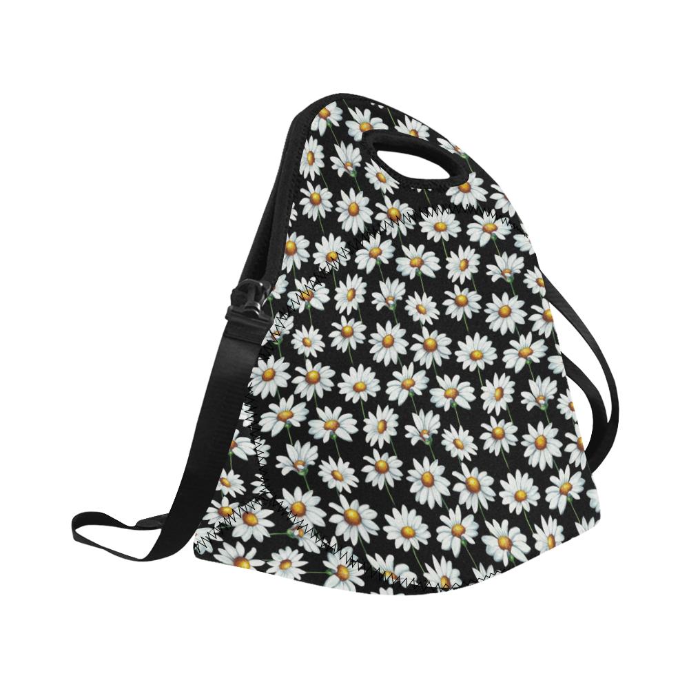Daisy Print Pattern Neoprene Lunch Bag (Model 1669)(Large)-JTAMIGO.COM