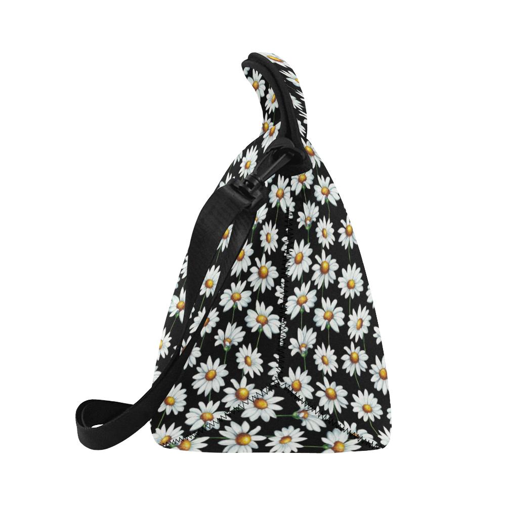 Daisy Print Pattern Neoprene Lunch Bag (Model 1669)(Large)-JTAMIGO.COM