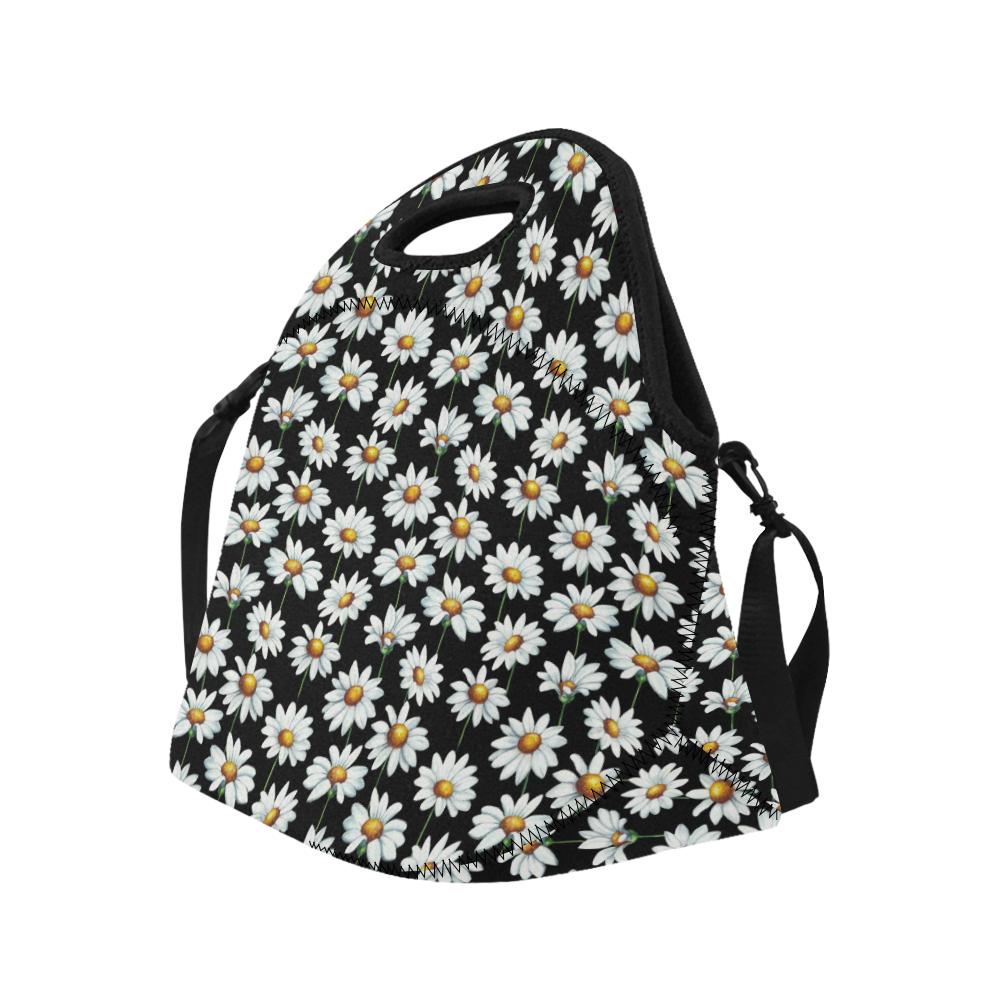 Daisy Print Pattern Neoprene Lunch Bag (Model 1669)(Large)-JTAMIGO.COM