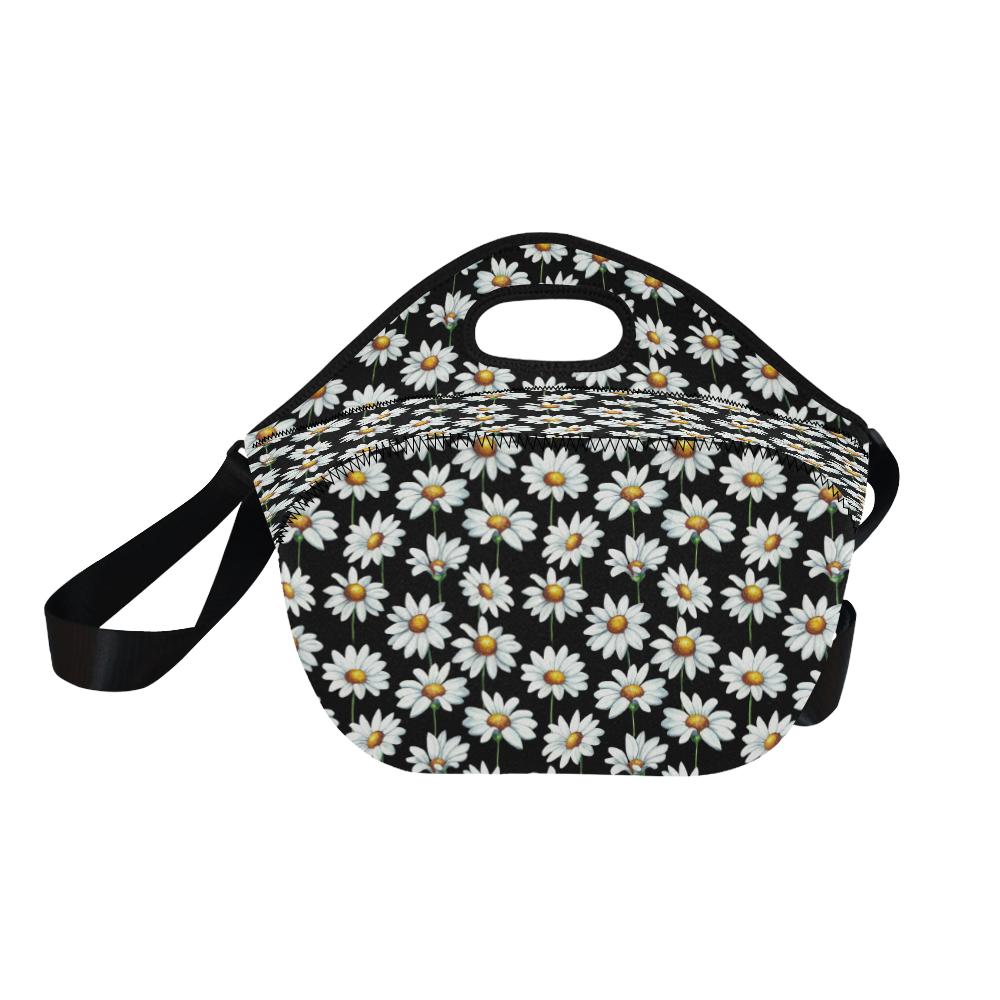 Daisy Print Pattern Neoprene Lunch Bag (Model 1669)(Large)-JTAMIGO.COM